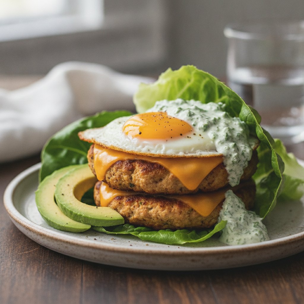 Spiced Chicken Patty Burger (Keto)
