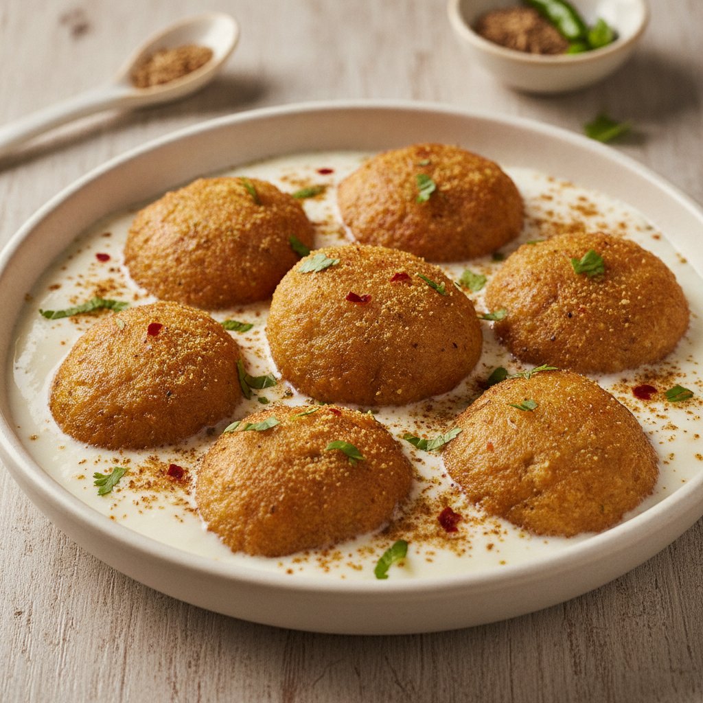 Fried Lentil Dumplings in Yogurt (Low-Calorie)