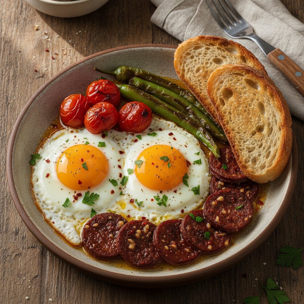 Fried Eggs with Sausage