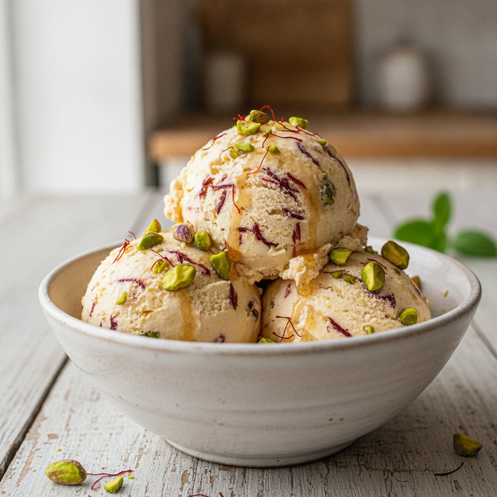 Saffron Pistachio Nougat Ice Cream
