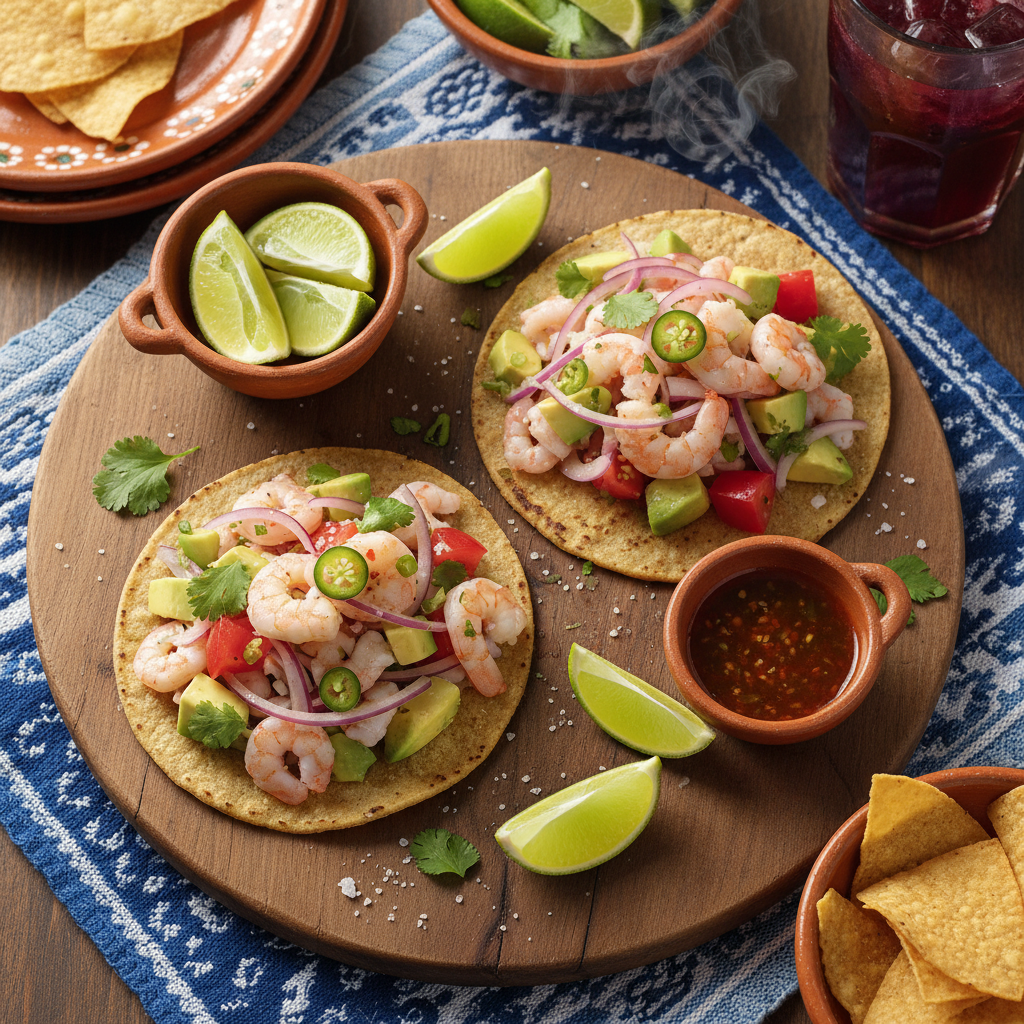 Tostadas de Ceviche de Camaron