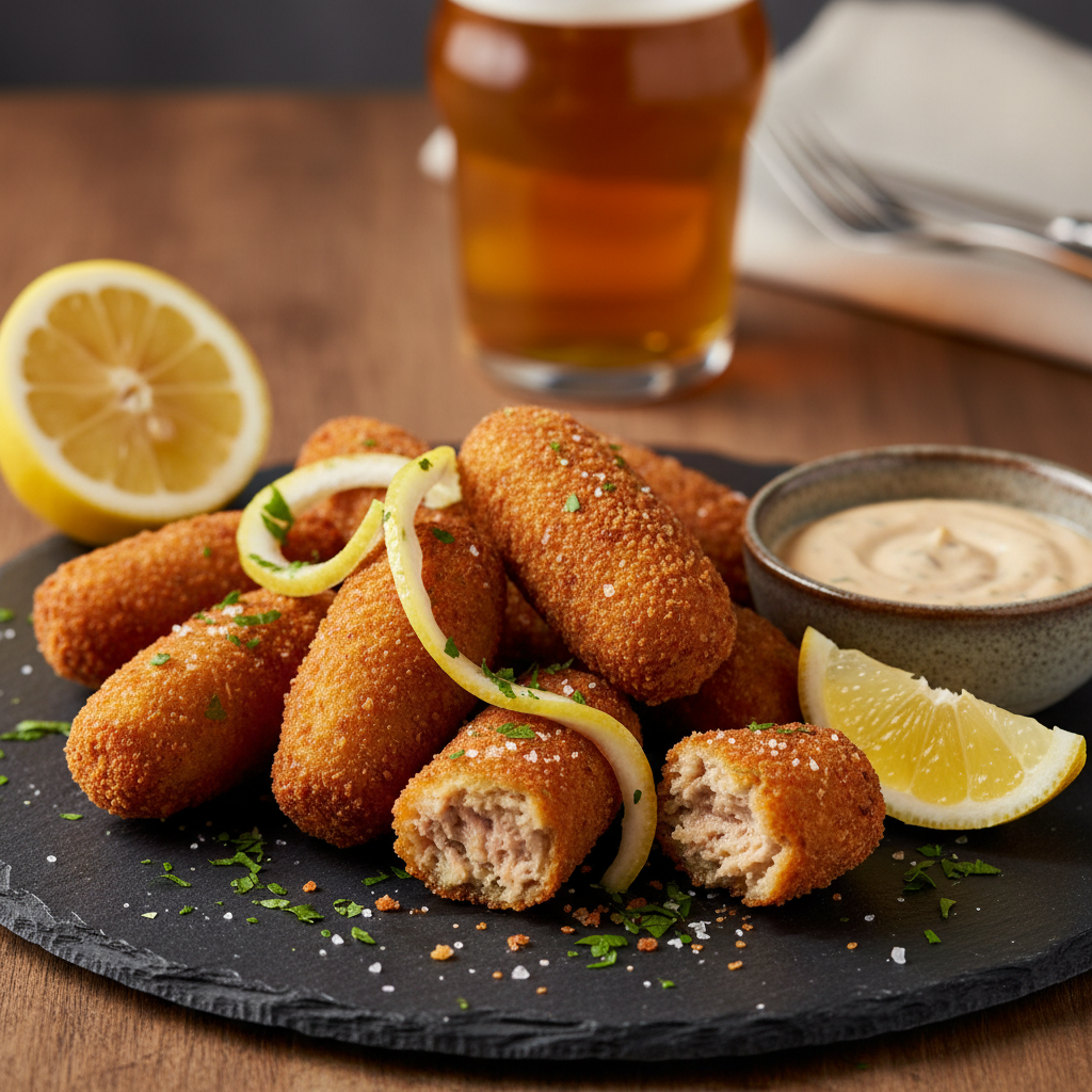Crispy Tuna Croquettes with Lemon - Brik Bitterballen