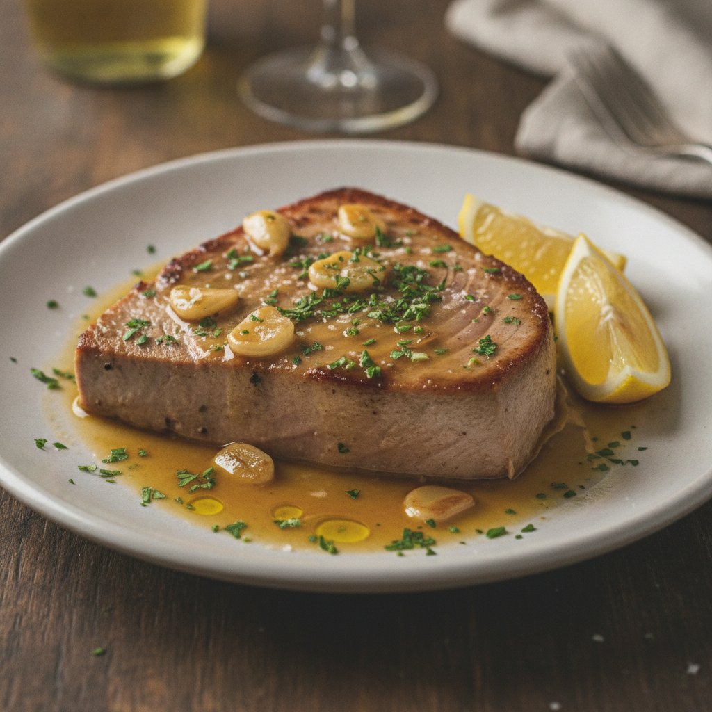 Roasted Tuna with Garlic and Wine