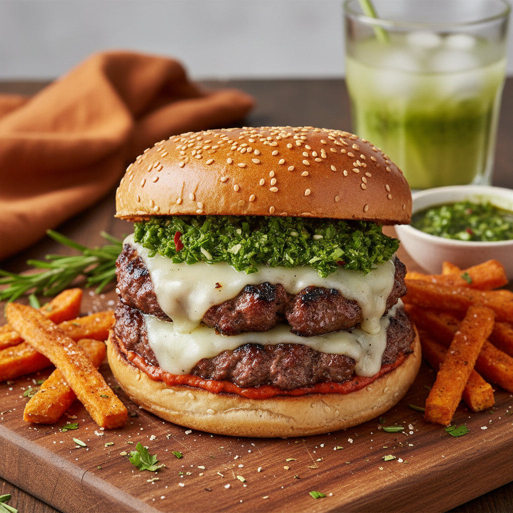 Herb-Glazed Smash Burger - Chimichurri Asado