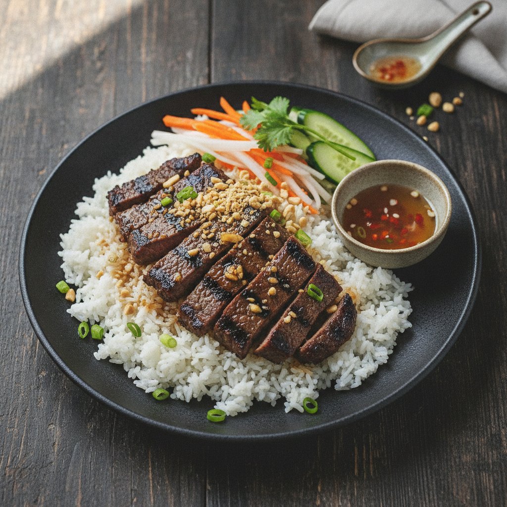 Rice with Grilled Lemongrass Beef