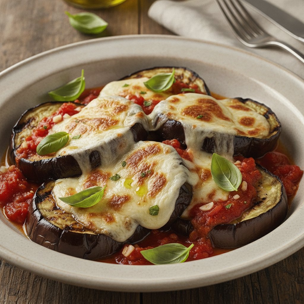 Grilled Eggplant with Melted Cheese
