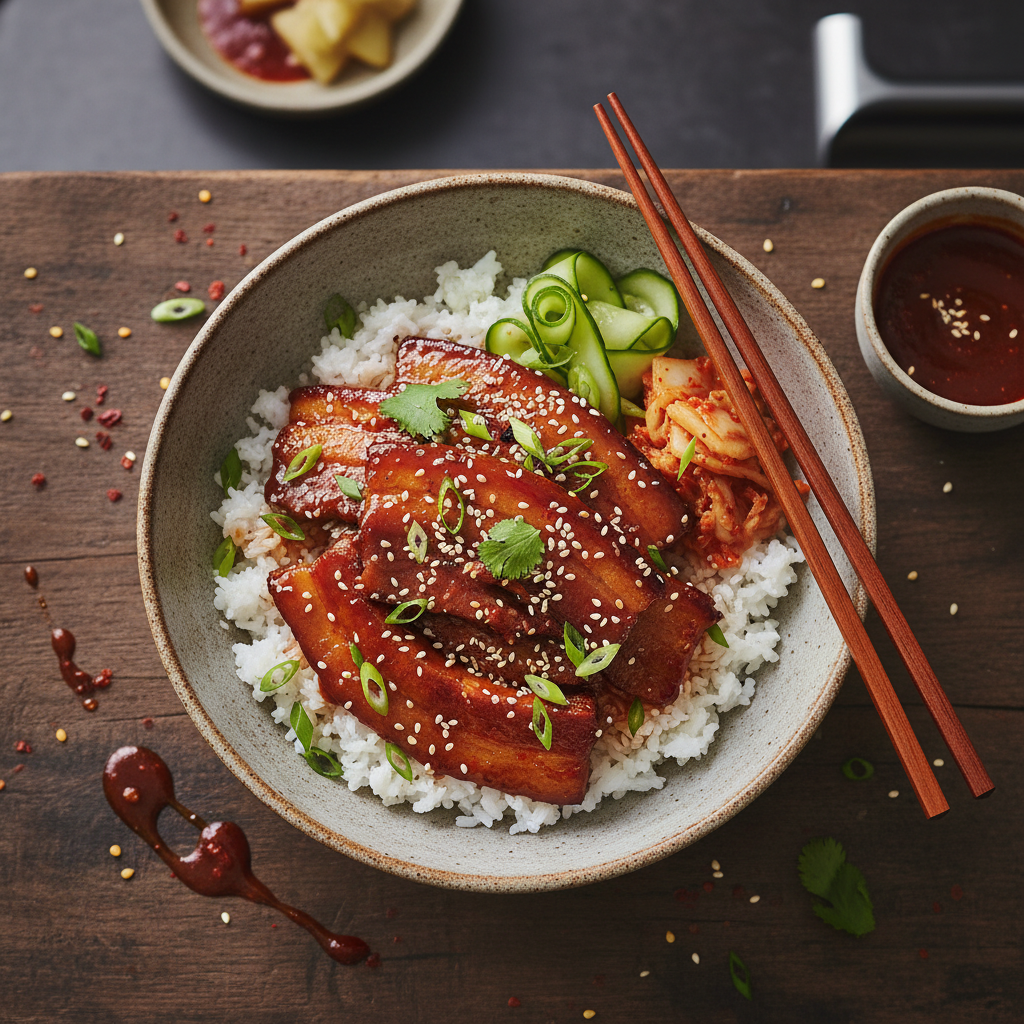 Gochujang and Honey Glazed Pork Belly Bowl