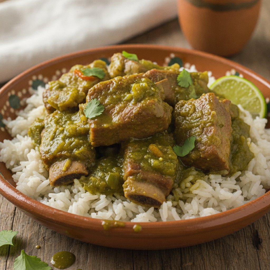 Rice with Pork Ribs in Green Sauce