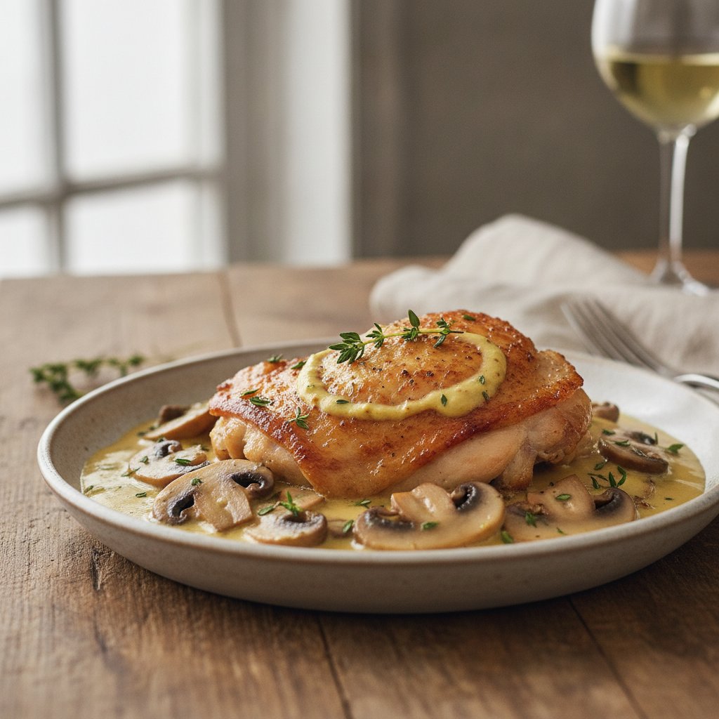 Baked Chicken with Mushrooms and Wine (Keto)