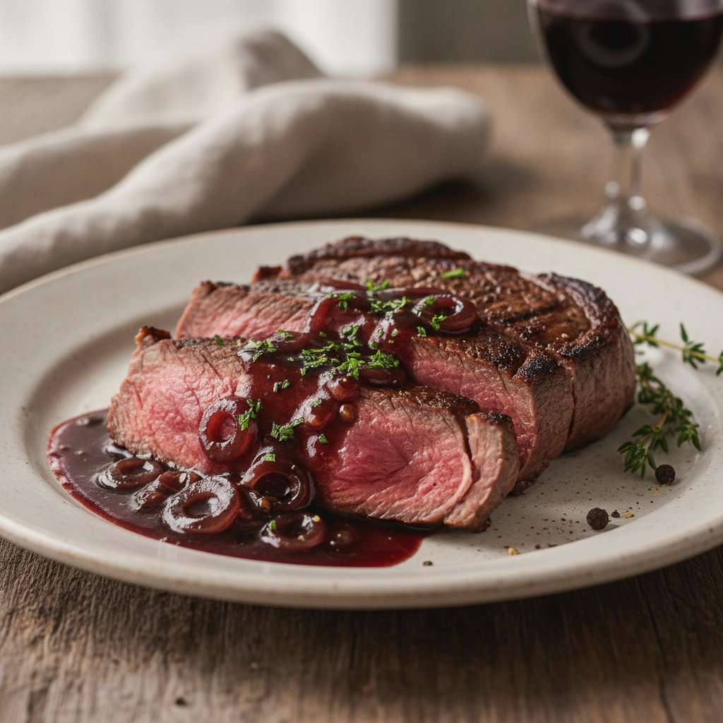 Steak with Red Wine Sauce