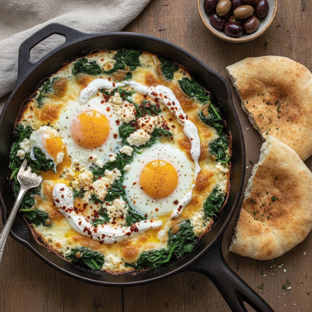 Baked Eggs with Spinach and Cheese