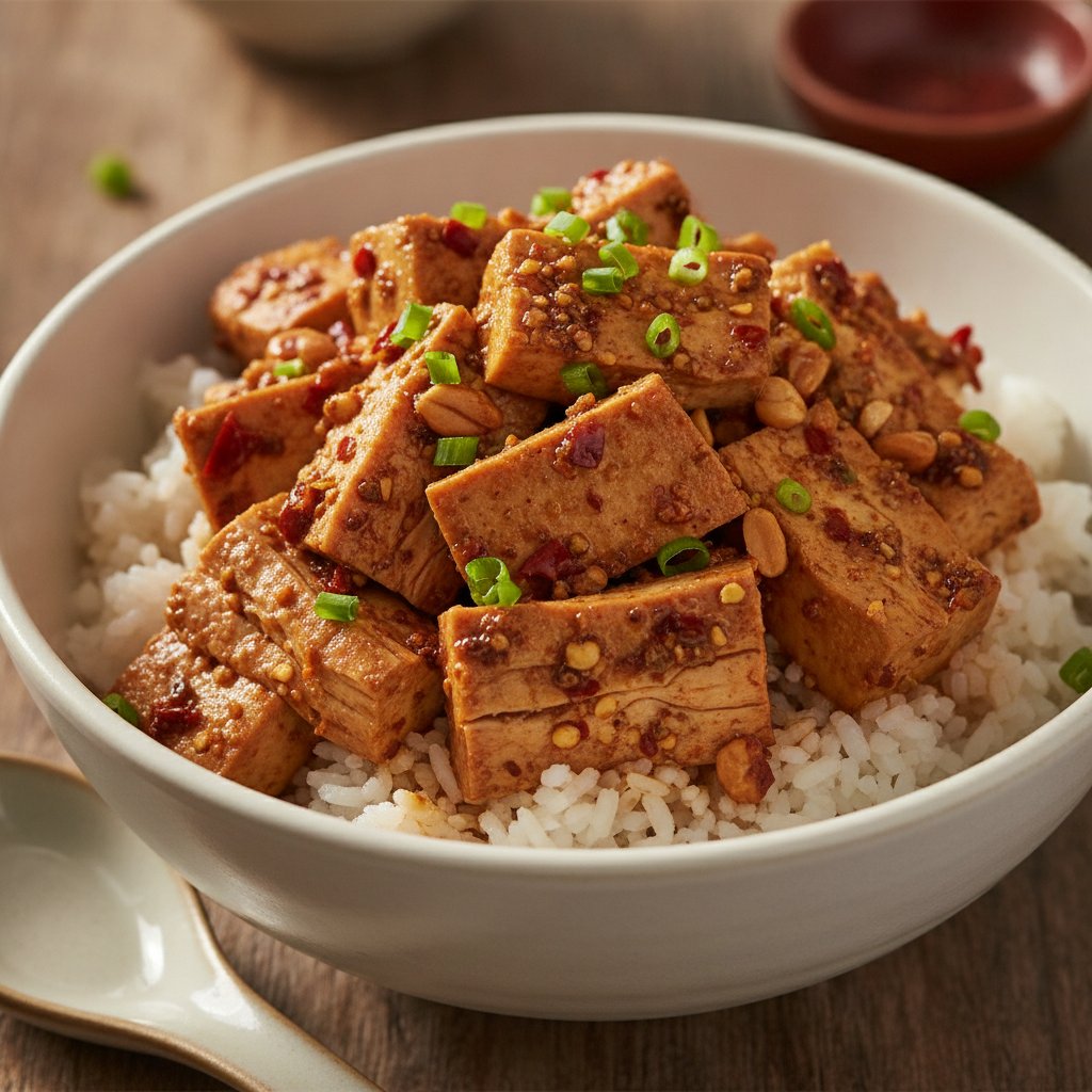 Spicy Tofu Rice Bowl (No-Chop)