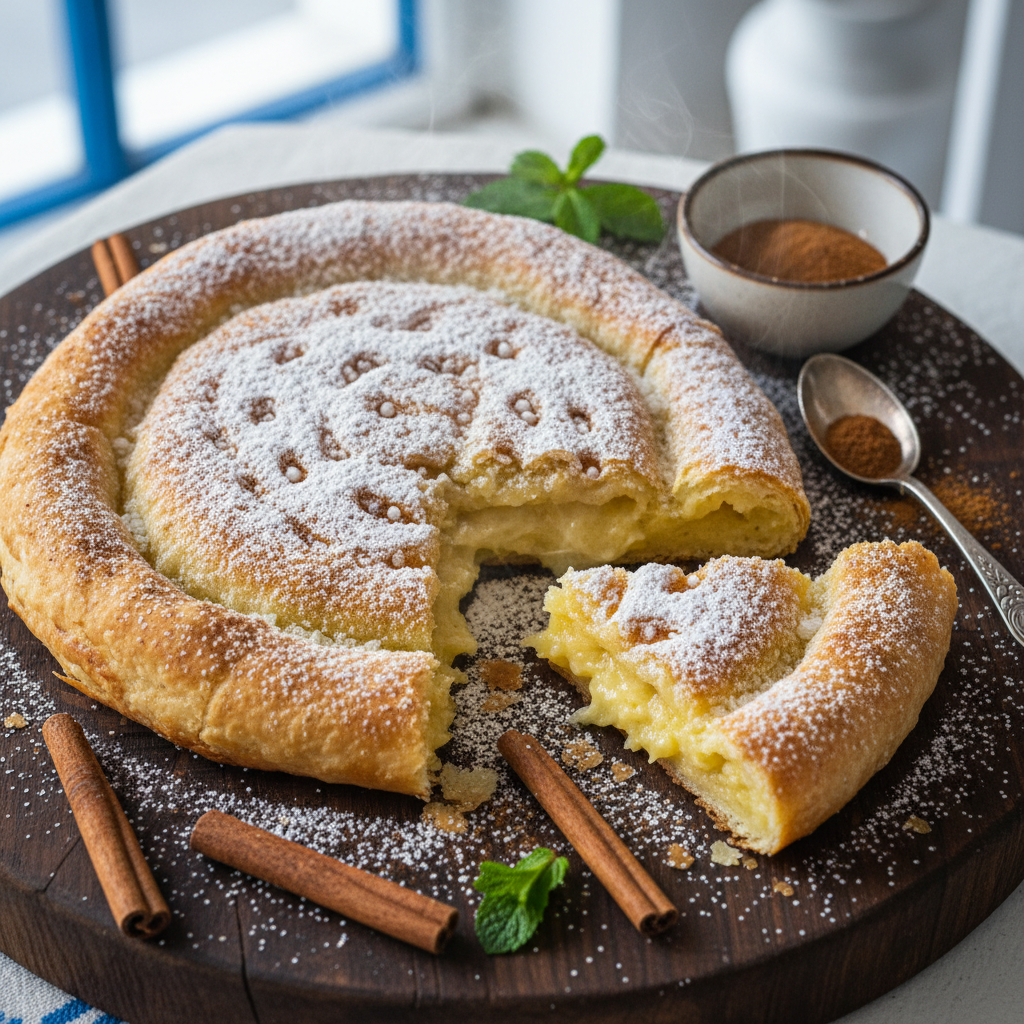 Crispy Custard Pastry with Cinnamon — Bougatsa Thessaloniki