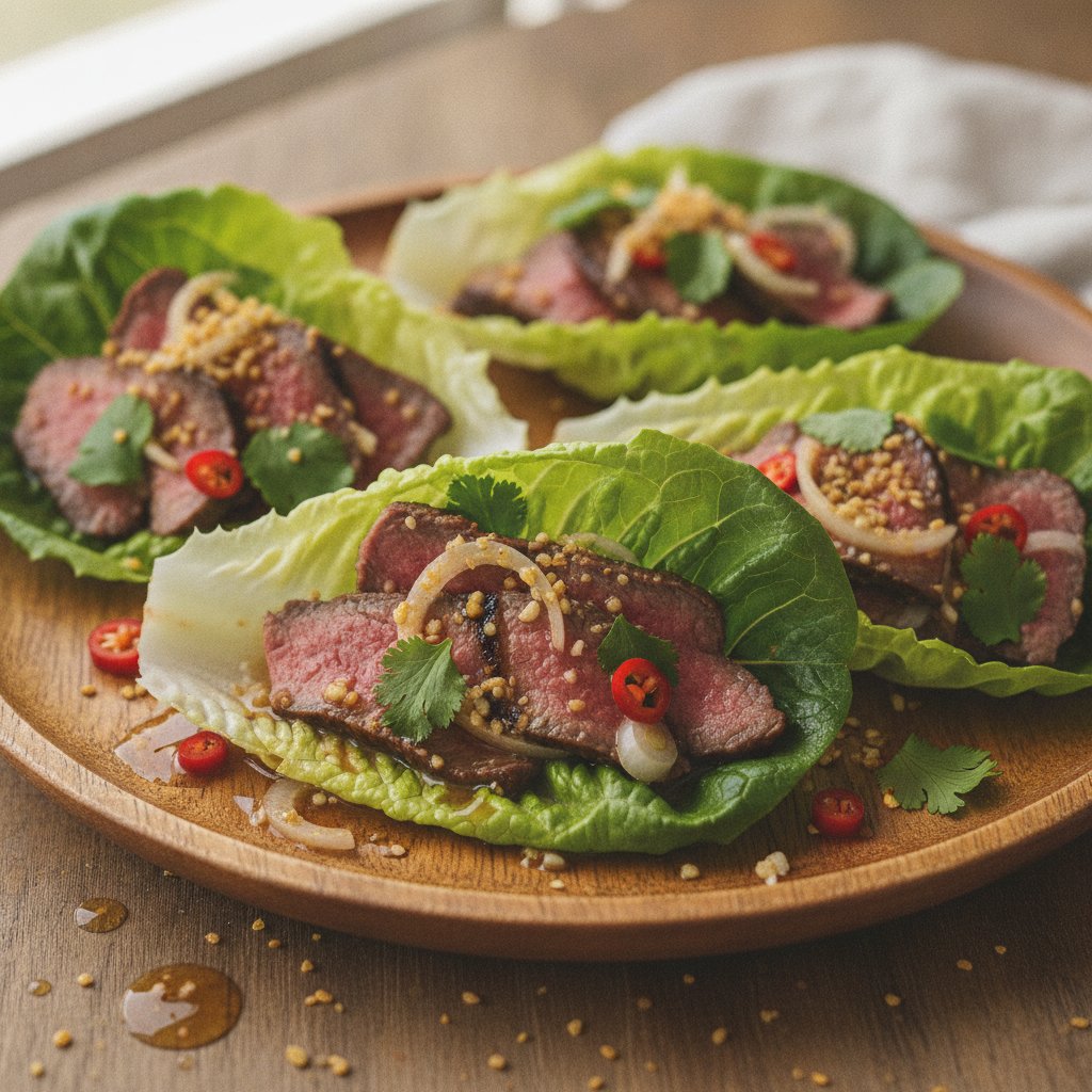 Grilled Beef Salad Lettuce Wraps (Gluten-Free)