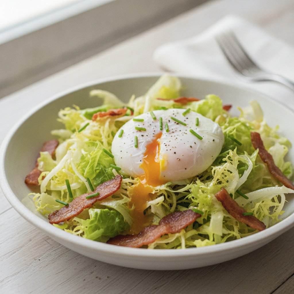Bistro Salad with Poached Egg and Bacon (Low-Calorie)
