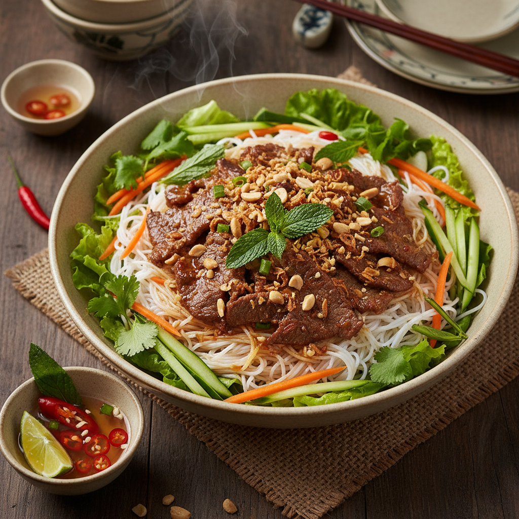 Lemongrass Beef Noodle Bowl — Bun Bo Xao