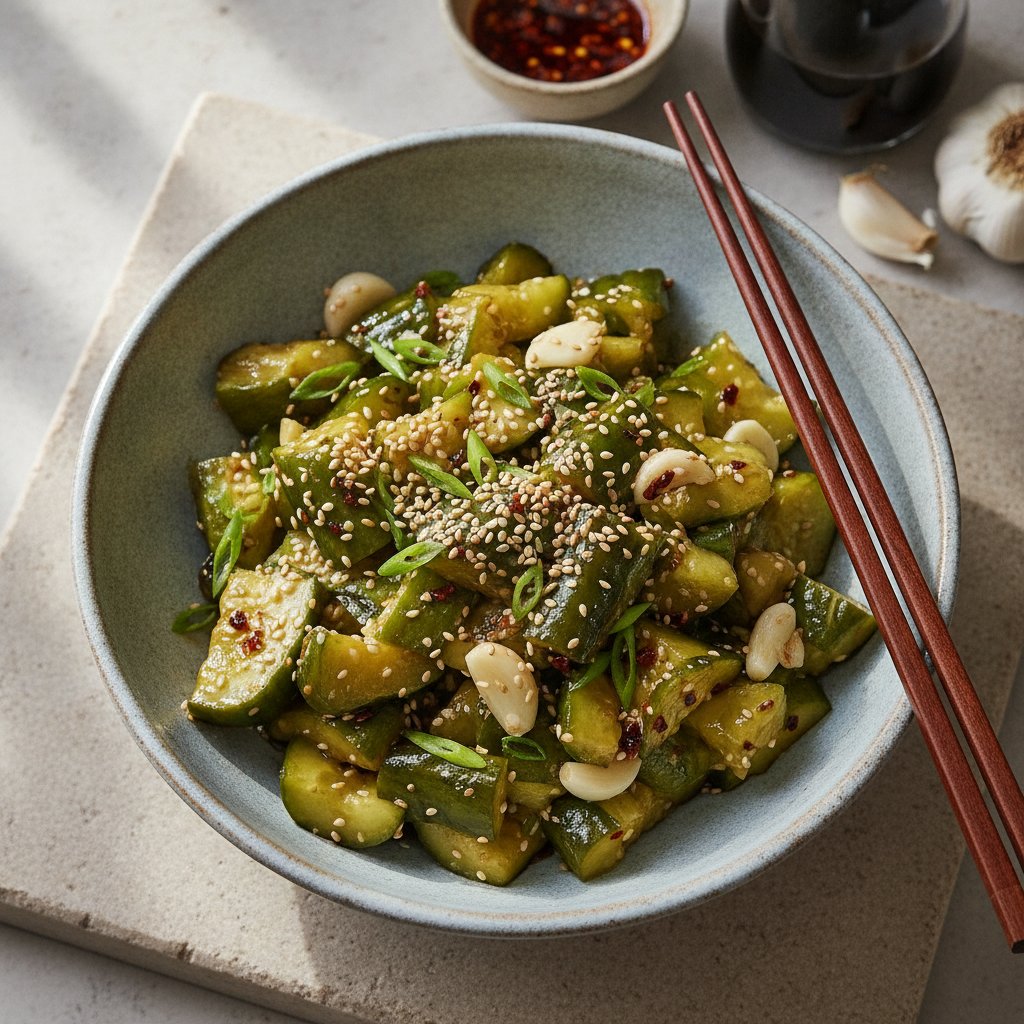 Smashed Cucumber Salad (Low-Calorie)