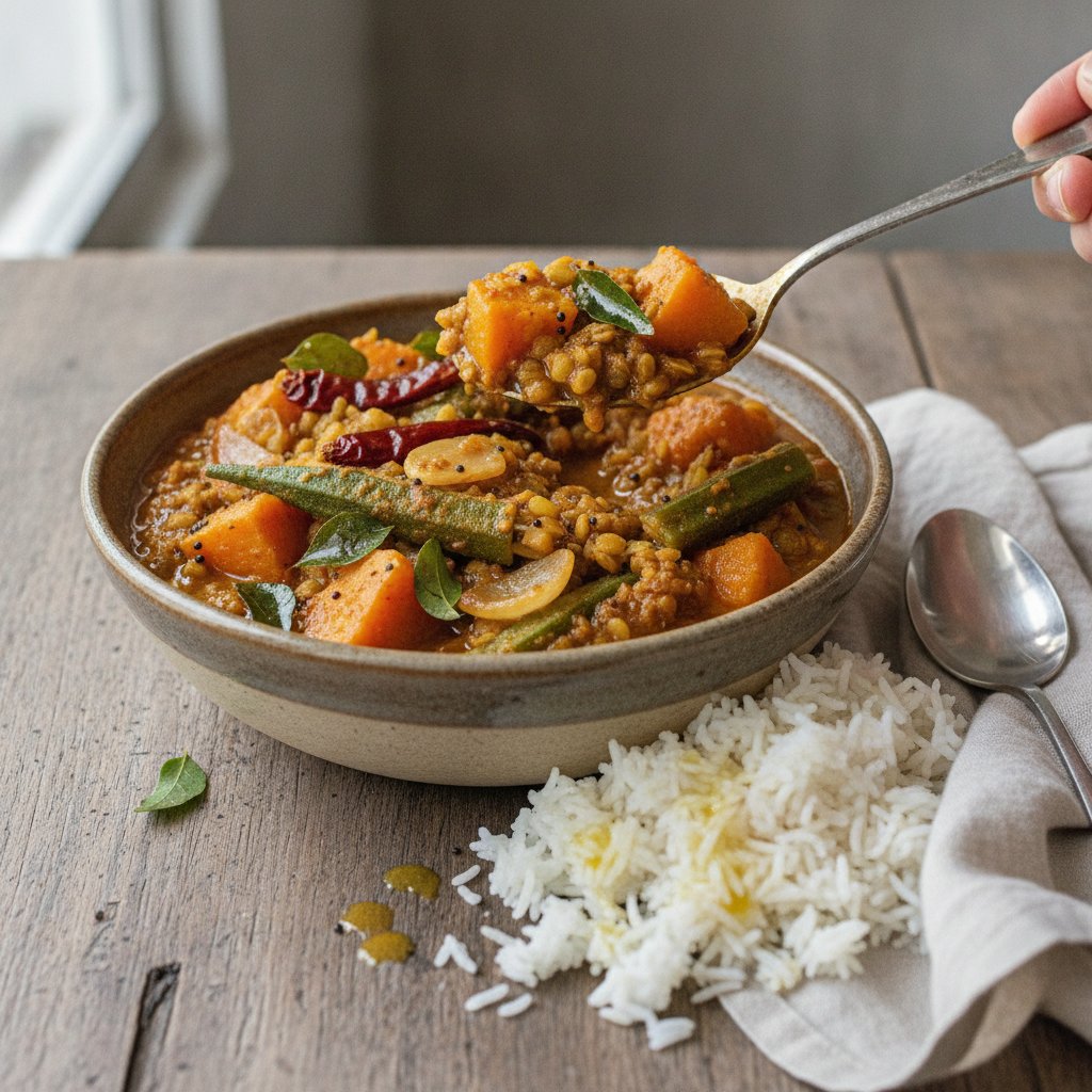 Sour Lentil Vegetable Curry (Dairy-Free)