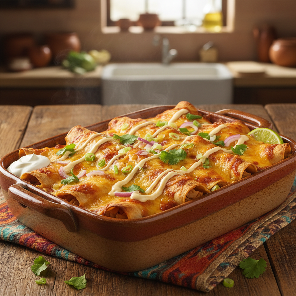 New Mexico Chicken Enchilada Bake