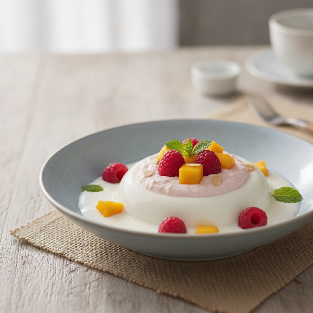 Sweet Almond Cream with Fruit (Low-Calorie)