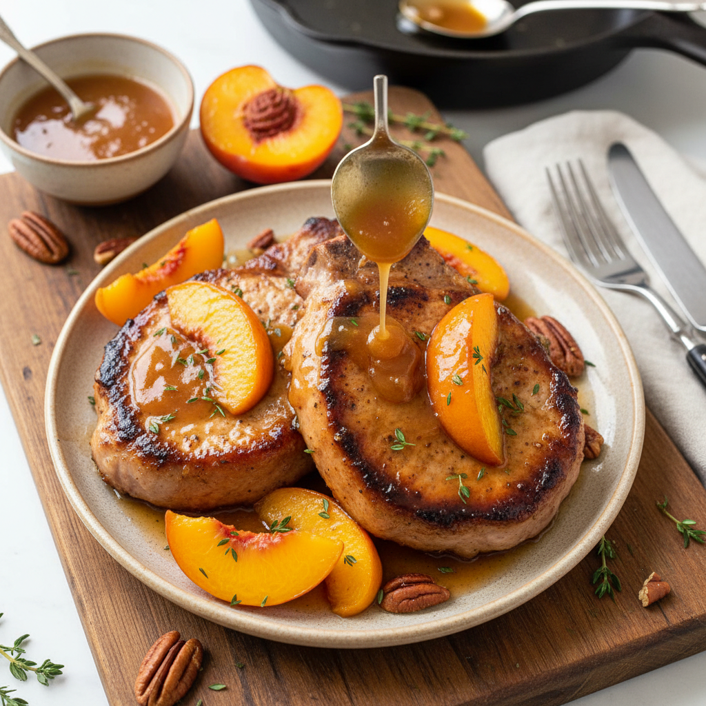 Southern Peach Glazed Pork Chops