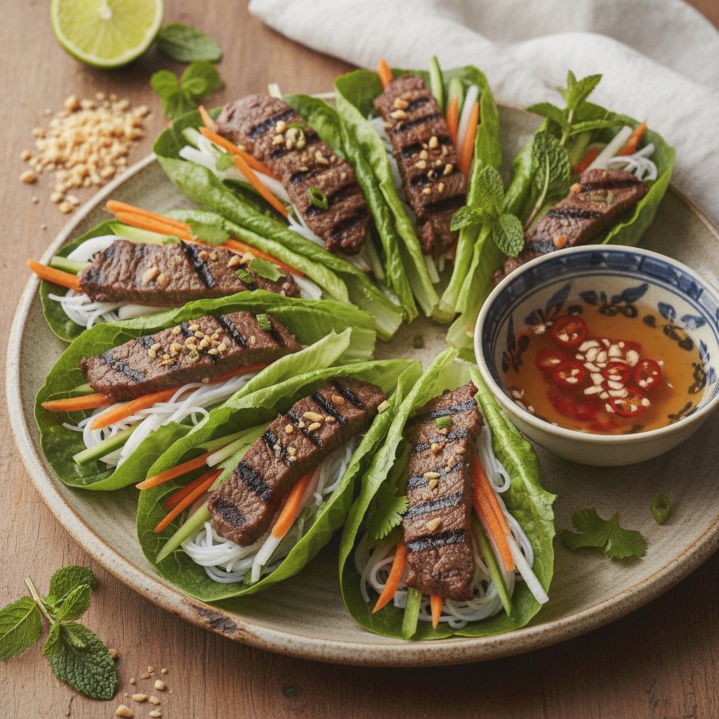 Grilled Beef in Leaf Wraps