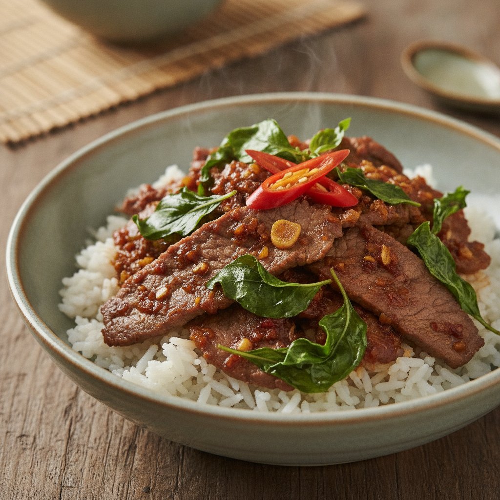 Stir-Fried Beef with Sweet Basil and Chili Jam