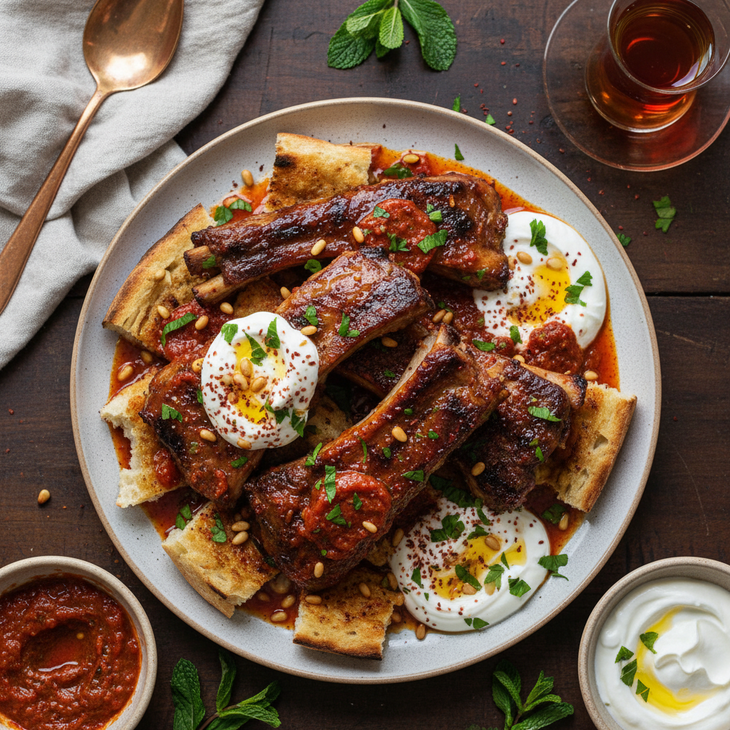 Turkish-Spiced BBQ Lamb Ribs — Spiced Lamb Ribs with Yogurt and Tomato Butter - Iskender Lamb Ribs