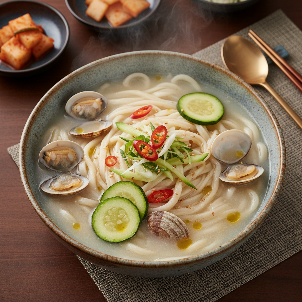 Kalguksu with Zucchini and Clams