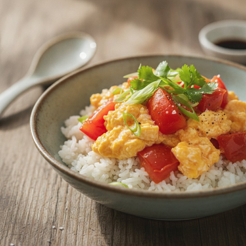 Egg and Tomato Rice Bowl (Low-Calorie)