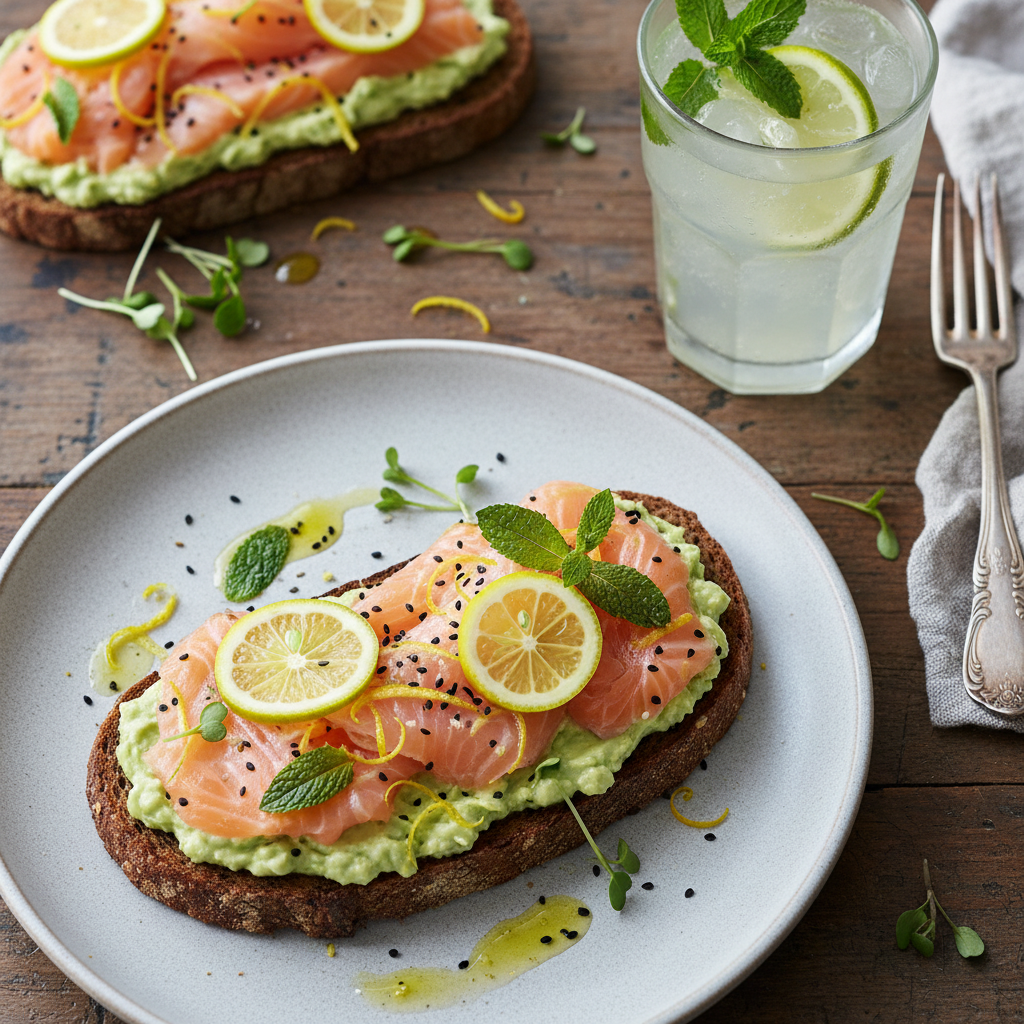 Mojito and Yuzu Cured Salmon with Rye