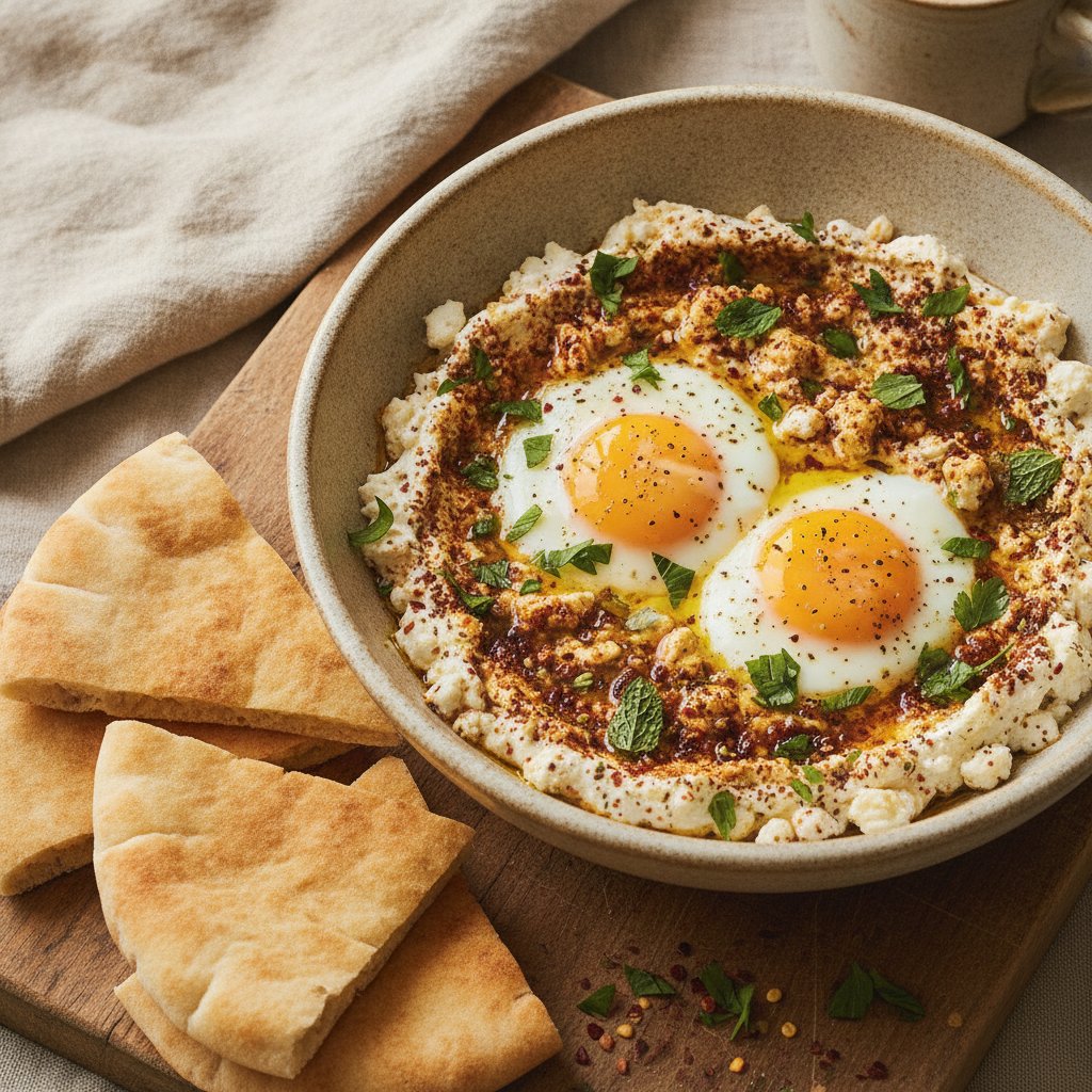 Eggs with Spiced Cheese and Herbs