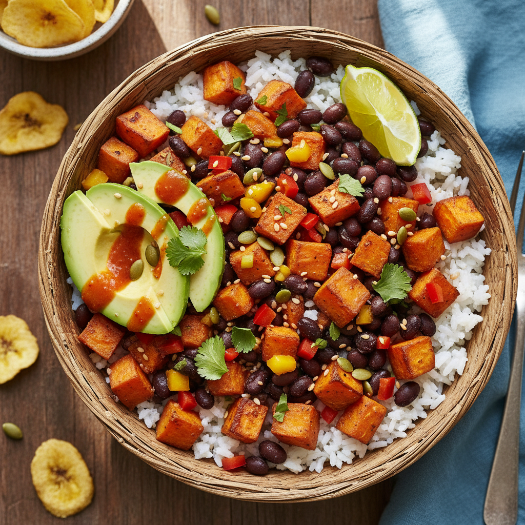 Caribbean Sweet Potato and Black Bean Bowl 