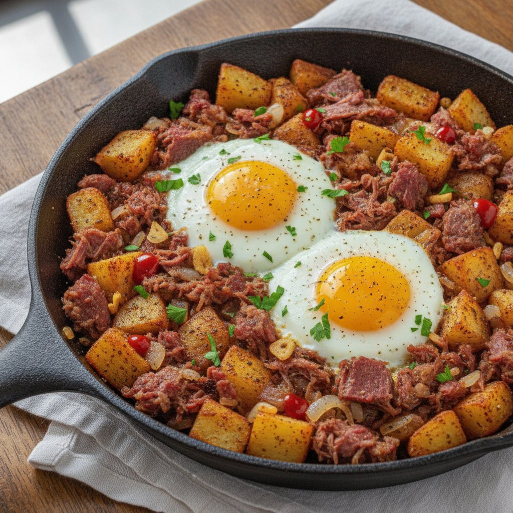Corned Beef Hash Skillet (No-Chop)