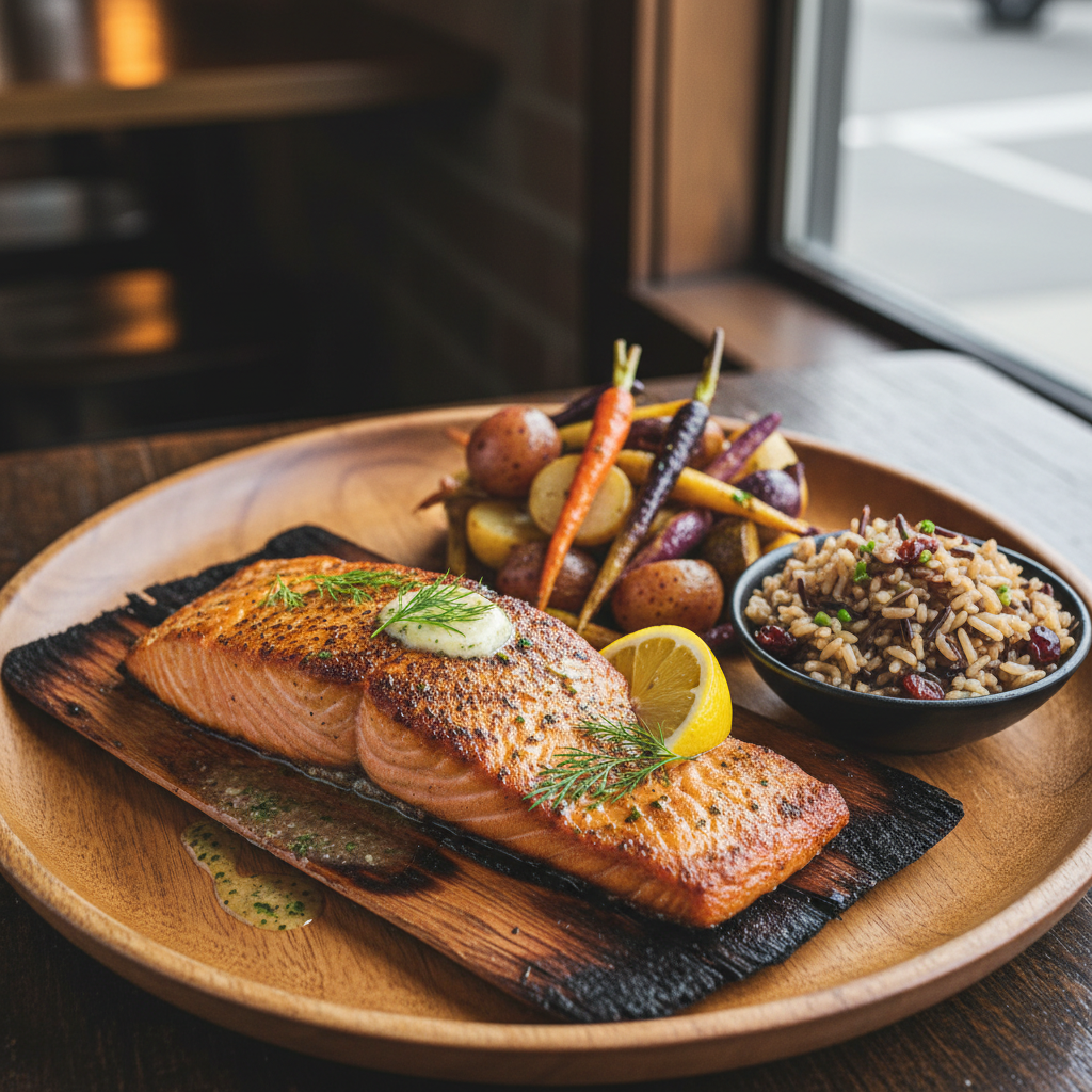 Pacific Northwest Cedar Plank Salmon Plate