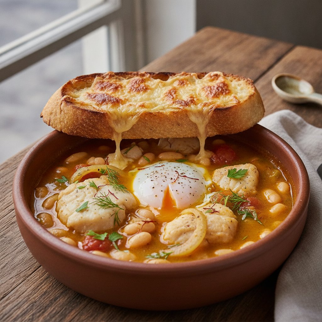 Fish Soup with Cheese Toast (High-Protein)