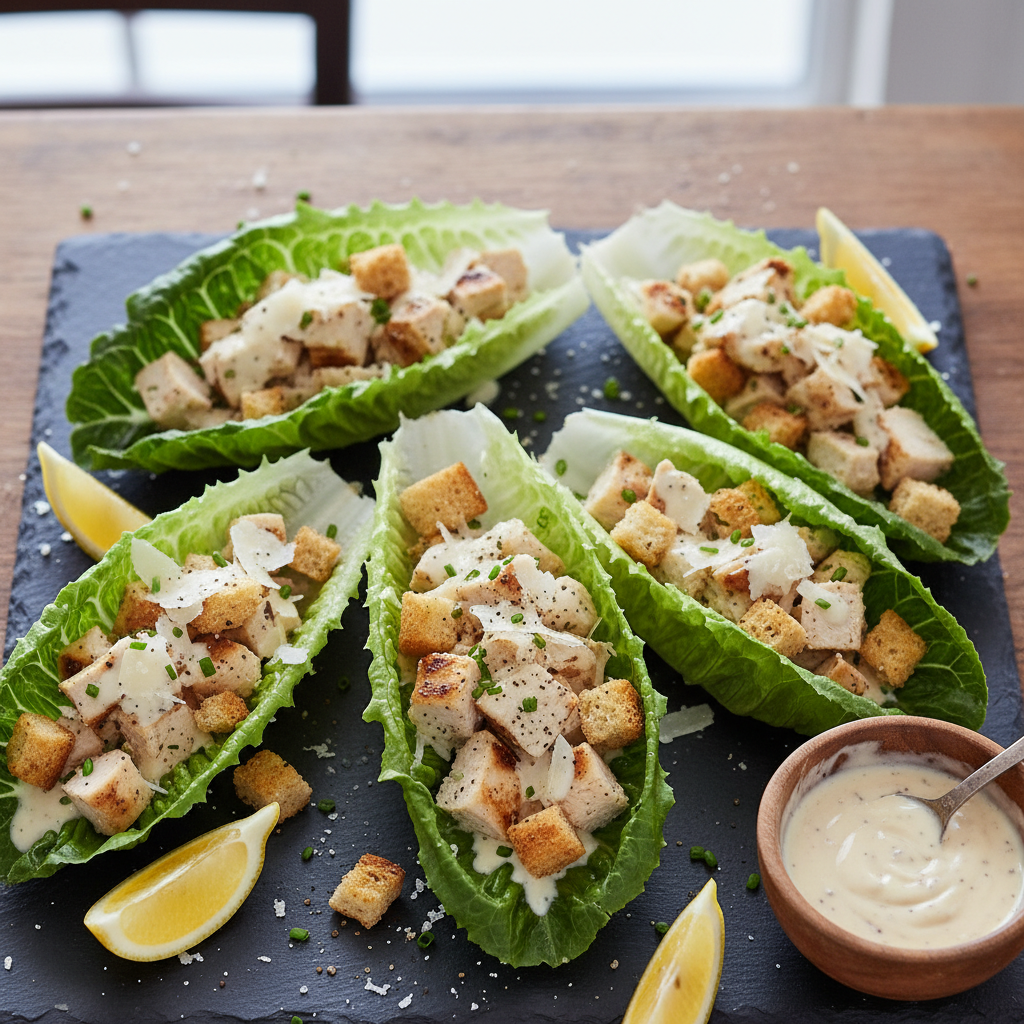 Cold Chicken Caesar Lettuce Cups