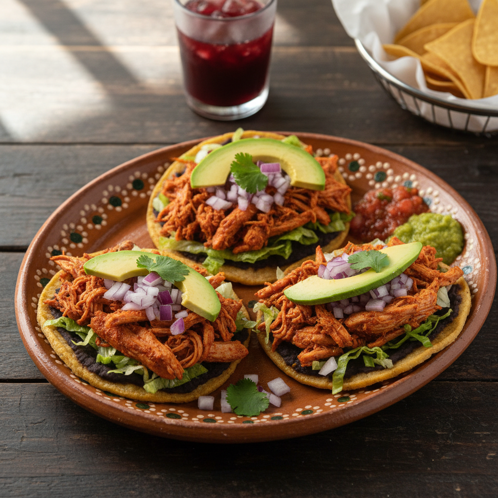 Crispy Stuffed Tortillas with Achiote Chicken — Panuchos de Pollo Pibil