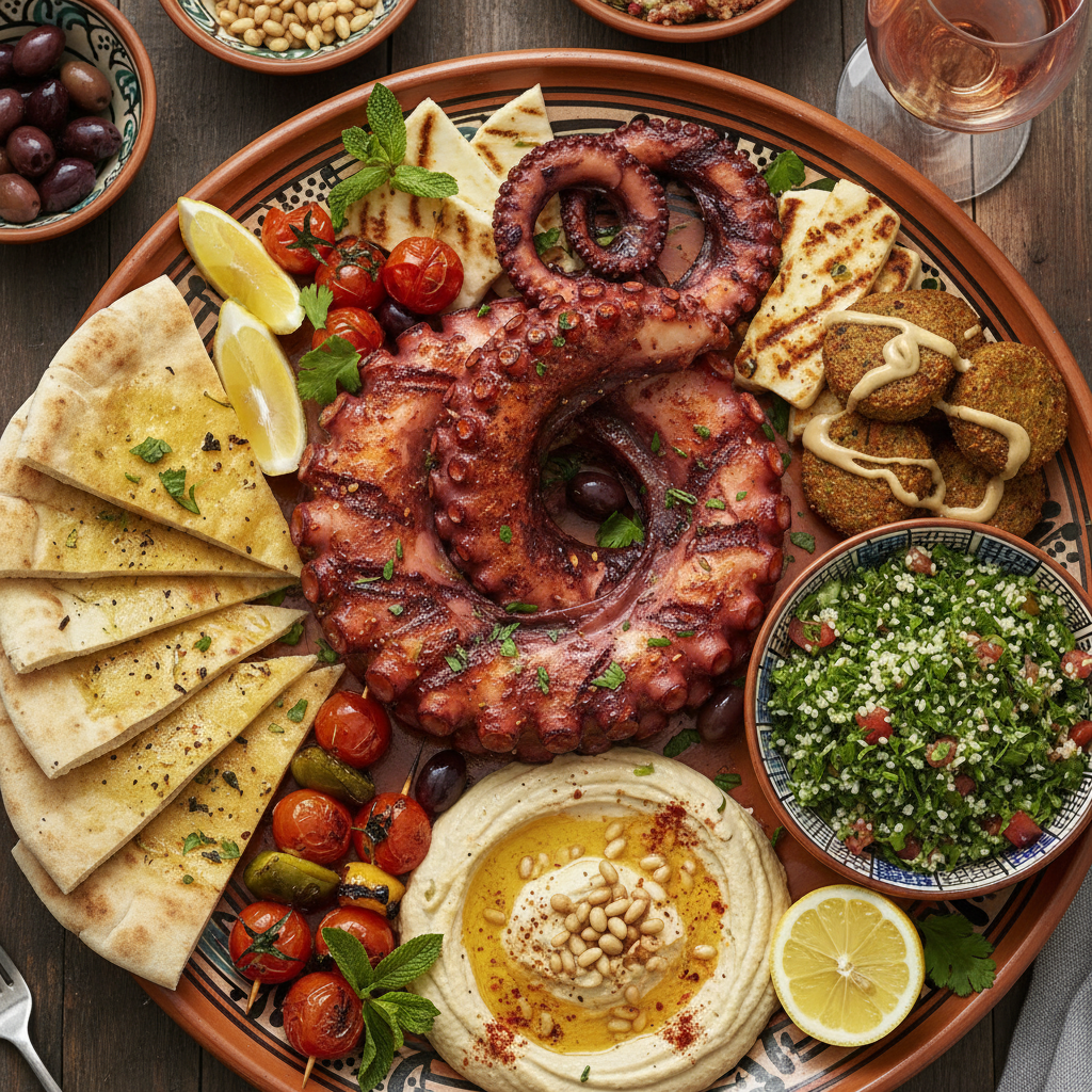 Grilled Octopus with Sumac and Tahini — Octopus Grill Platter Levantine