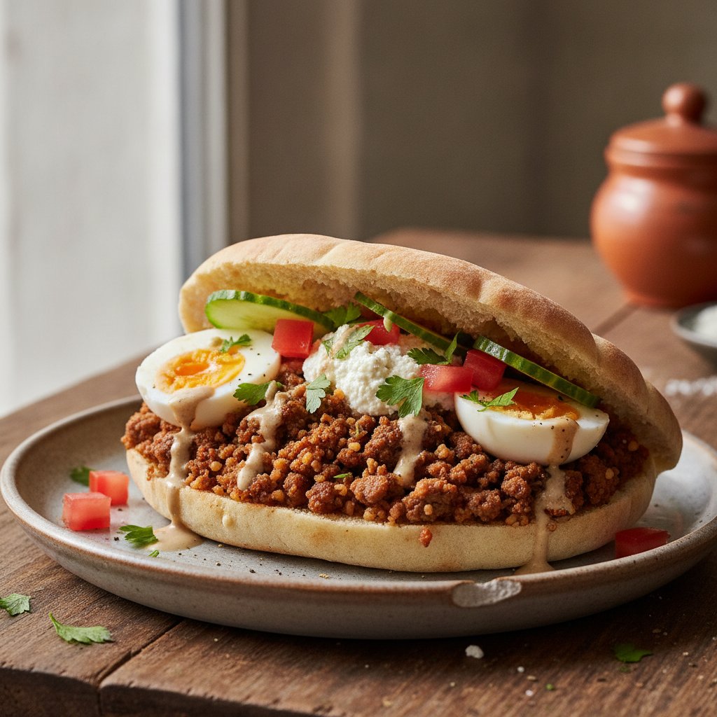 Fried Meat and Bulgur Sandwich (High-Protein)