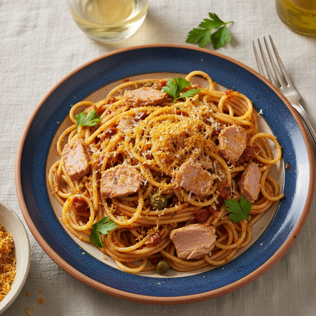 Spaghetti al Tonno e Bottarga Sardo