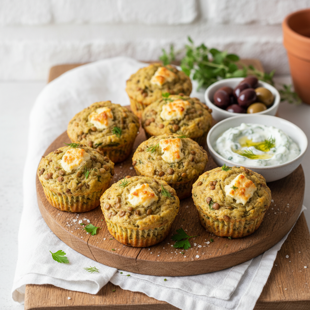 Baked Lentil Feta Mini Muffins