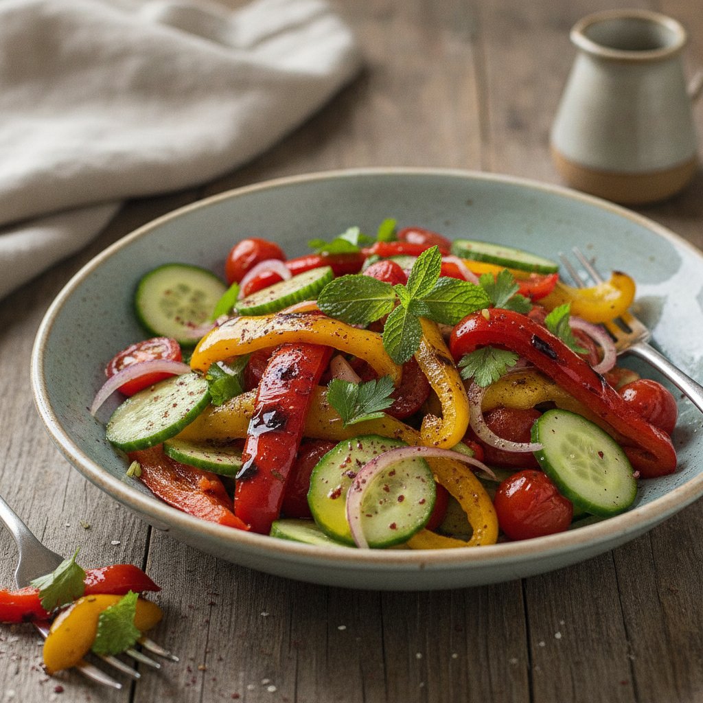 Grilled Pepper and Tomato Salad (Low-Calorie)