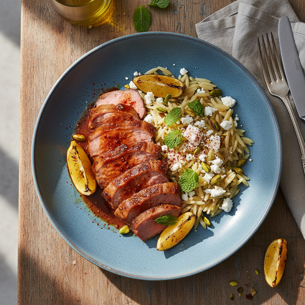 Harissa Lamb and Lemon Orzo