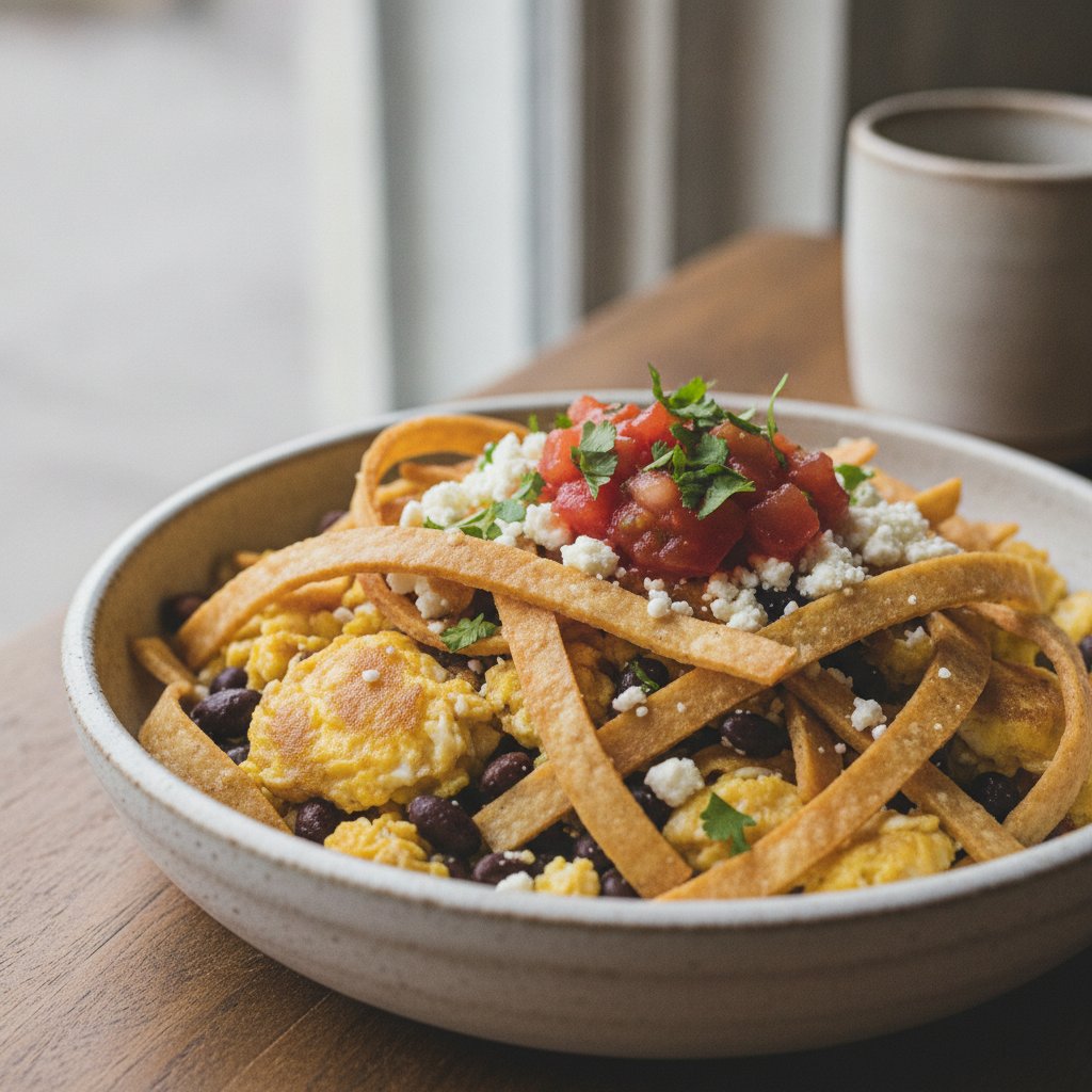 Scrambled Eggs With Fried Tortilla Strips (High-Protein)