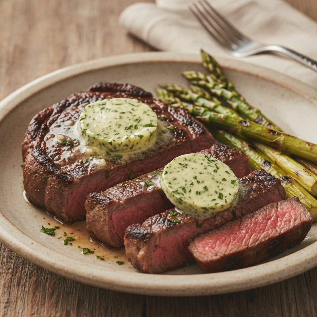 Grilled Steak with Herb Butter (Low-Calorie)