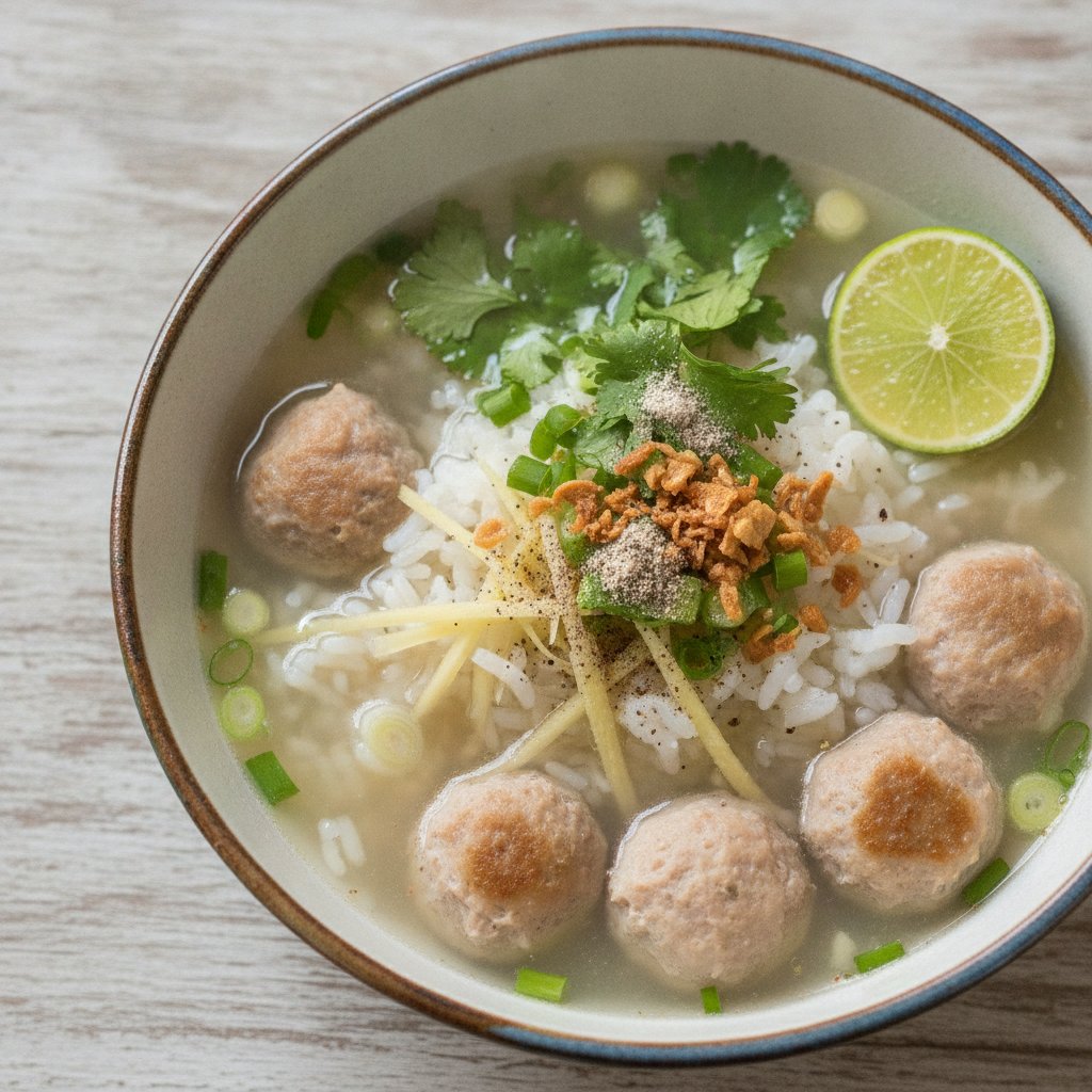 Rice Soup With Pork Meatballs