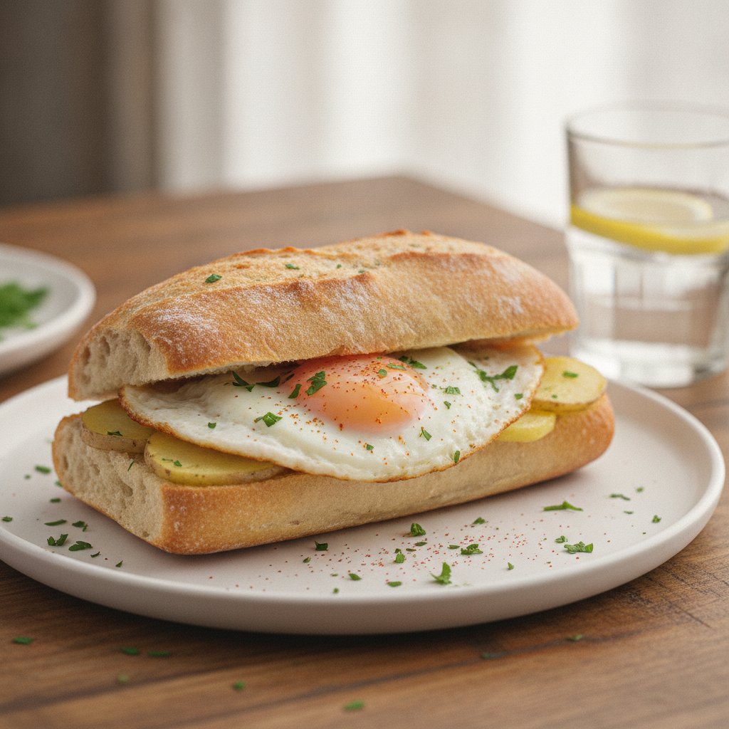 Spanish Fried Egg and Potato Sandwich (Low-Calorie)