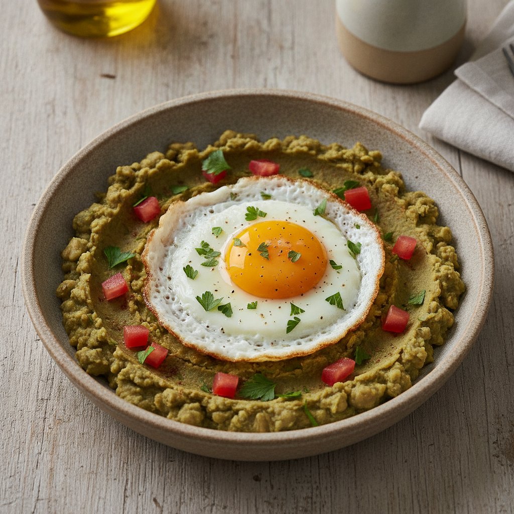 Fava Bean Mash with Fried Egg (Low-Calorie)