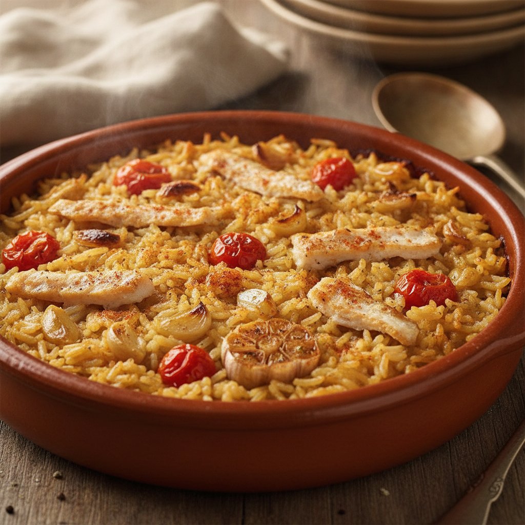 Baked Rice with Salt Cod